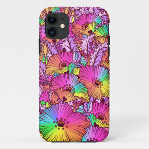 Rainbow Flower, Botanical, Bright Colourful Floral iPhone 11 Case