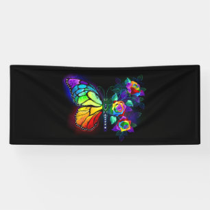 Rainbow flower butterfly banner