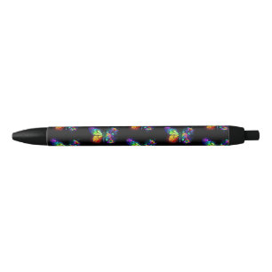 Rainbow flower butterfly black ink pen