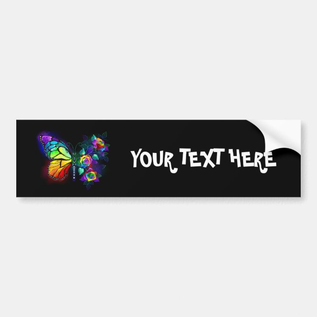 Rainbow flower butterfly bumper sticker (Front)