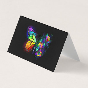 Rainbow flower butterfly business card