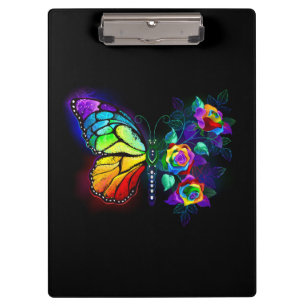 Rainbow flower butterfly clipboard
