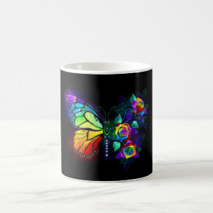 Rainbow flower butterfly coffee mug
