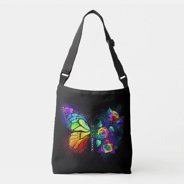 Rainbow flower butterfly crossbody bag (Front)