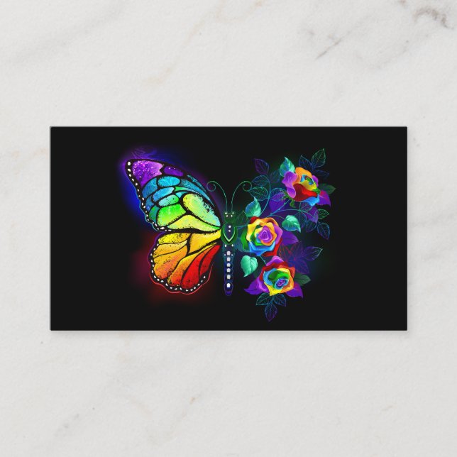 Rainbow flower butterfly discount card (Front)