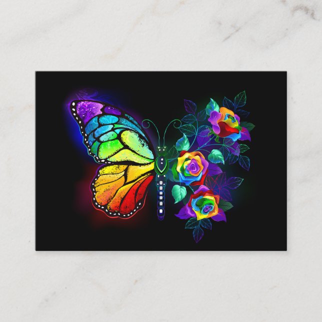 Rainbow flower butterfly discount card (Front)