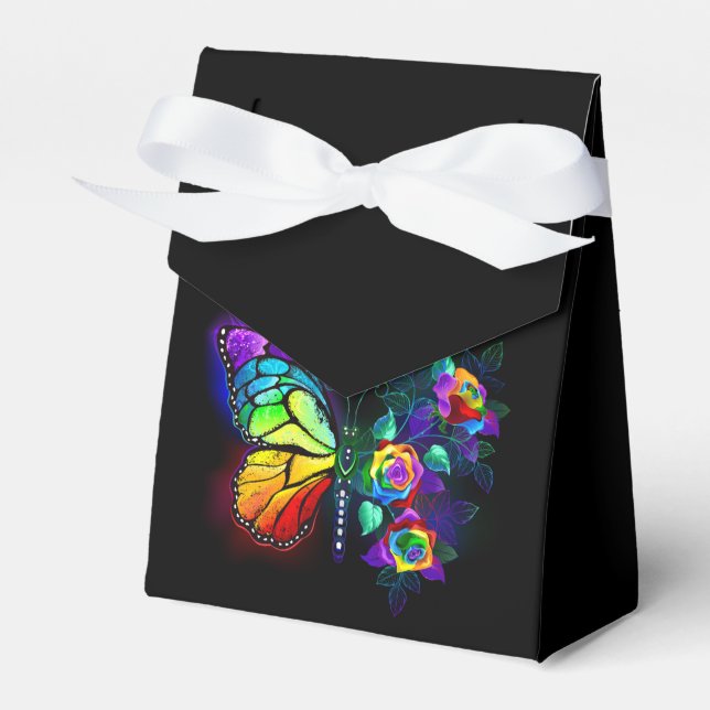 Rainbow flower butterfly favour box (Front Side)