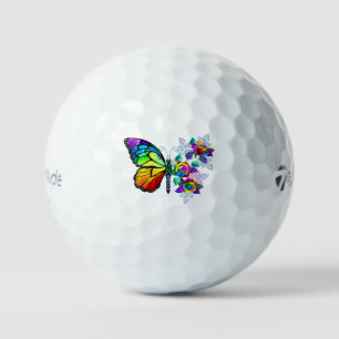 Rainbow flower butterfly golf balls