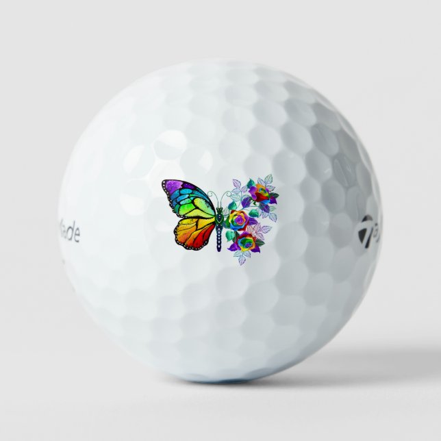 Rainbow flower butterfly golf balls (Front)