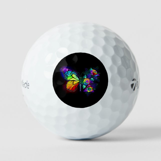 Rainbow flower butterfly golf balls (Front)