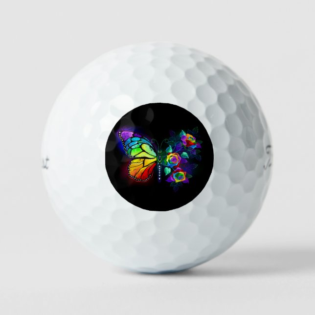 Rainbow flower butterfly golf balls (Front)