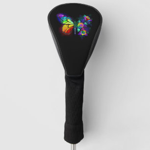 Rainbow flower butterfly golf head cover