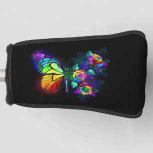 Rainbow flower butterfly golf head cover