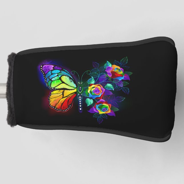 Rainbow flower butterfly golf head cover (Front)