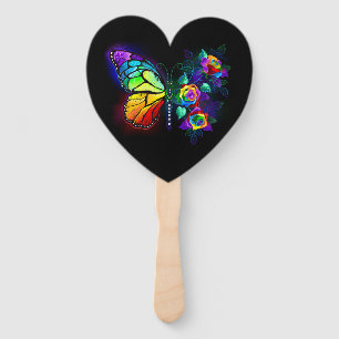 Rainbow flower butterfly hand fan