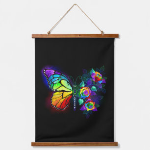 Rainbow flower butterfly hanging tapestry