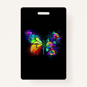 Rainbow flower butterfly ID badge