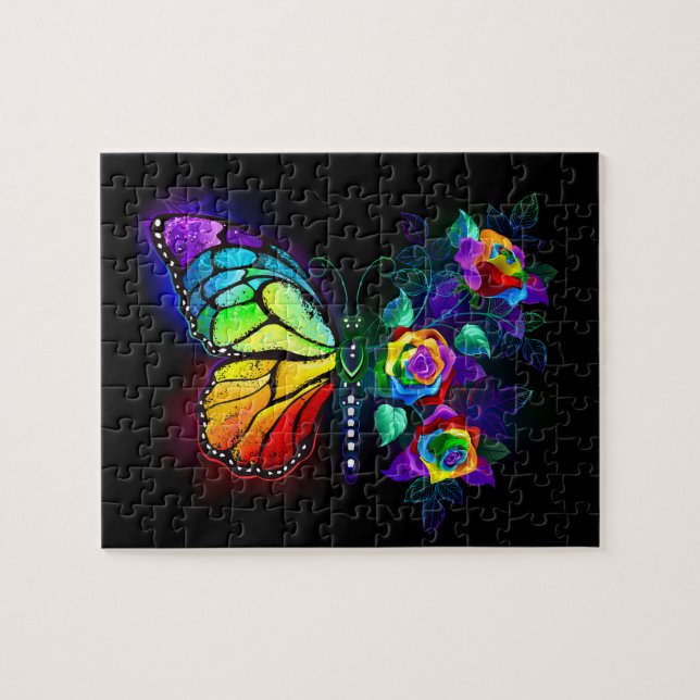 Rainbow flower butterfly jigsaw puzzle (Horizontal)