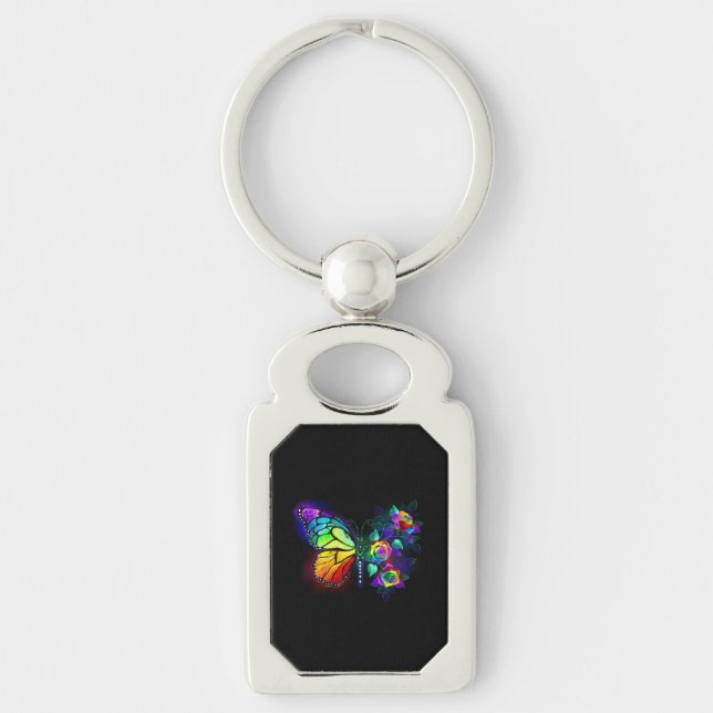 Rainbow flower butterfly key ring (Front)