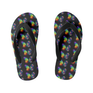 Rainbow flower butterfly kid's flip flops
