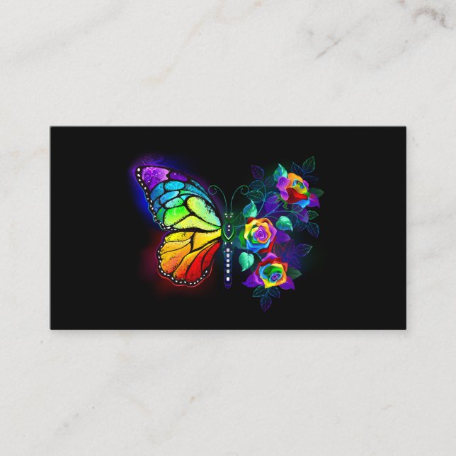 Rainbow flower butterfly loyalty card (Front)