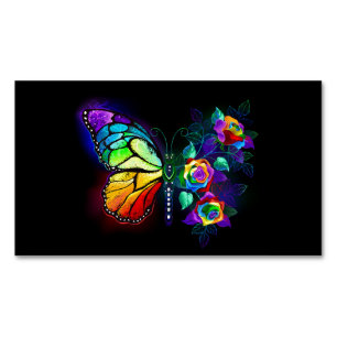 Rainbow flower butterfly 	Magnetic business card