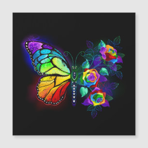 Rainbow flower butterfly magnetic invitation