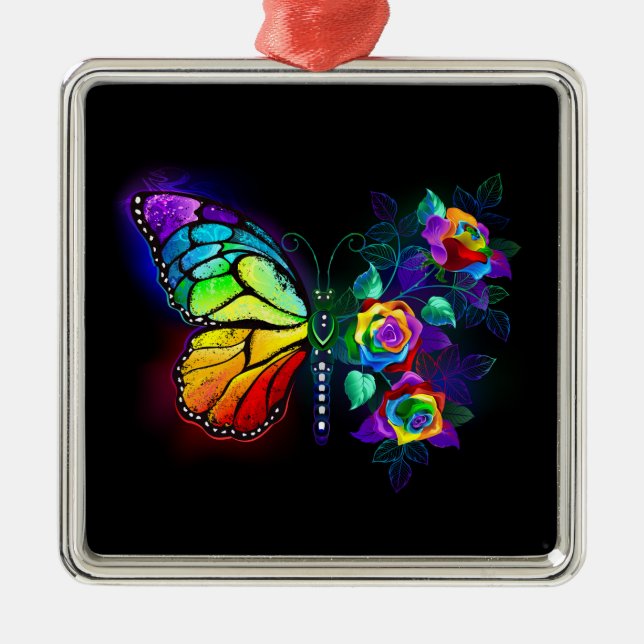 Rainbow flower butterfly metal tree decoration (Front)