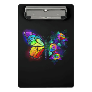 Rainbow flower butterfly mini clipboard