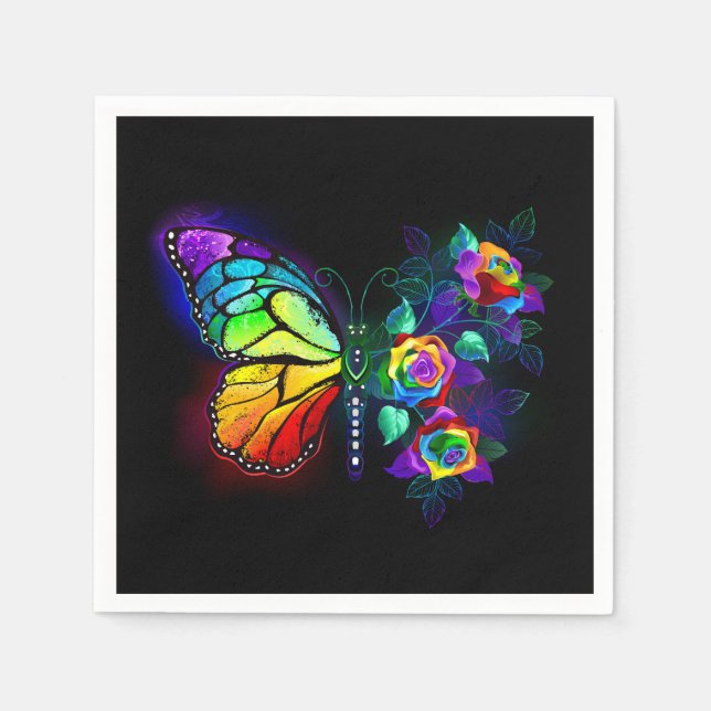 Rainbow flower butterfly napkin (Front)