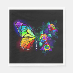 Rainbow flower butterfly napkin