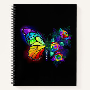 Rainbow flower butterfly notebook