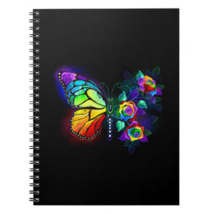 Rainbow flower butterfly notebook