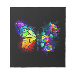 Rainbow flower butterfly notepad