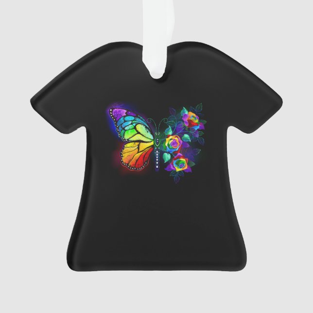Rainbow flower butterfly ornament (Front)
