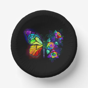 Rainbow flower butterfly paper plate