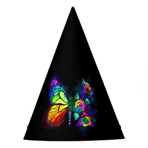 Rainbow flower butterfly party hat