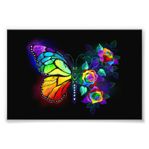 Rainbow flower butterfly photo print