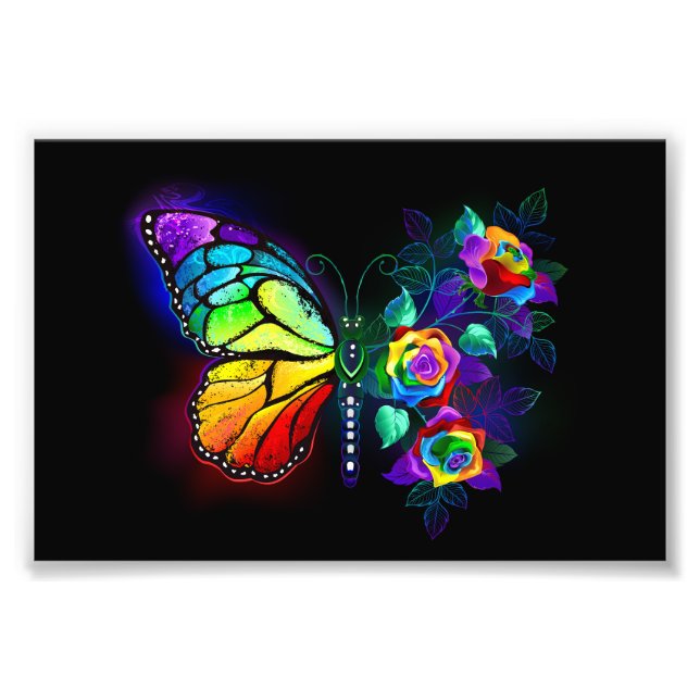 Rainbow flower butterfly photo print (Front)