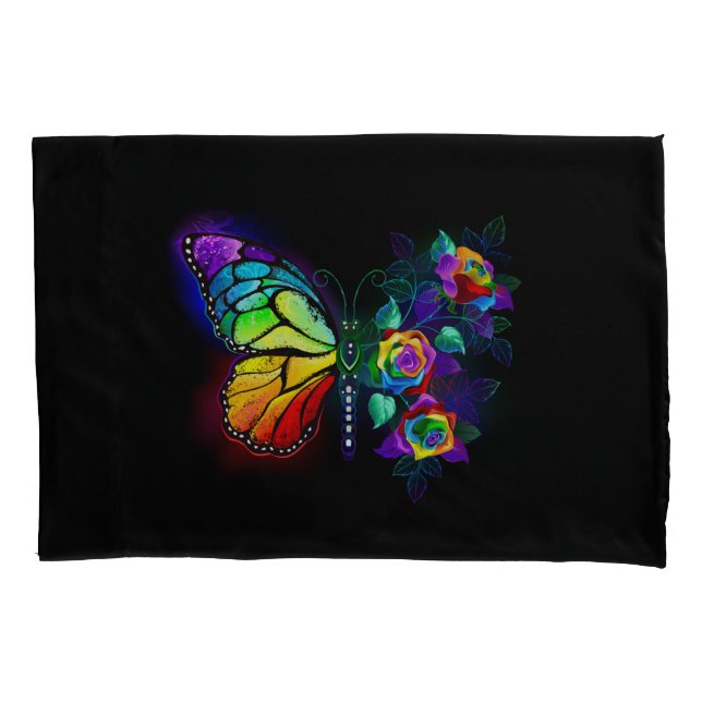 Rainbow flower butterfly pillowcase (Front)