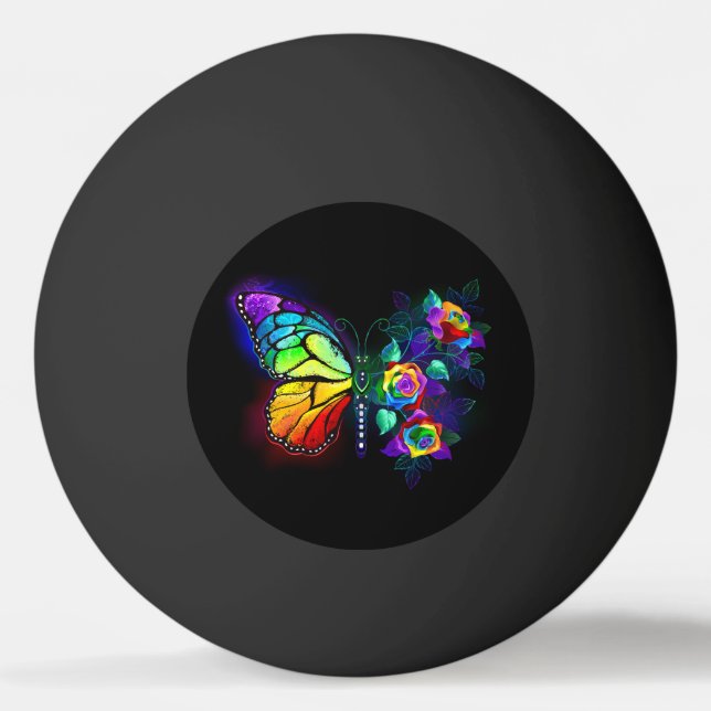 Rainbow flower butterfly ping pong ball (Back)