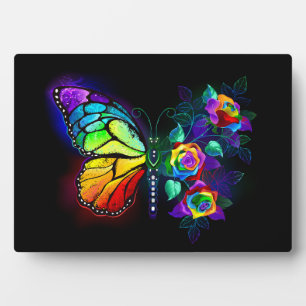 Rainbow flower butterfly plaque