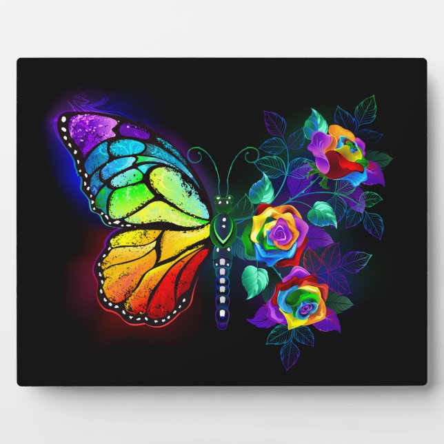 Rainbow flower butterfly plaque (Front)