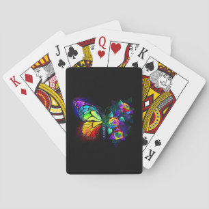 Rainbow flower butterfly playing cards