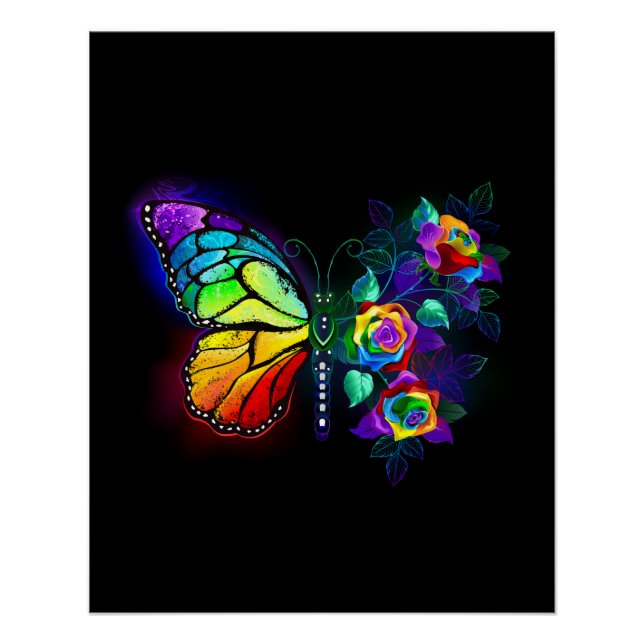 Rainbow flower butterfly poster (Front)