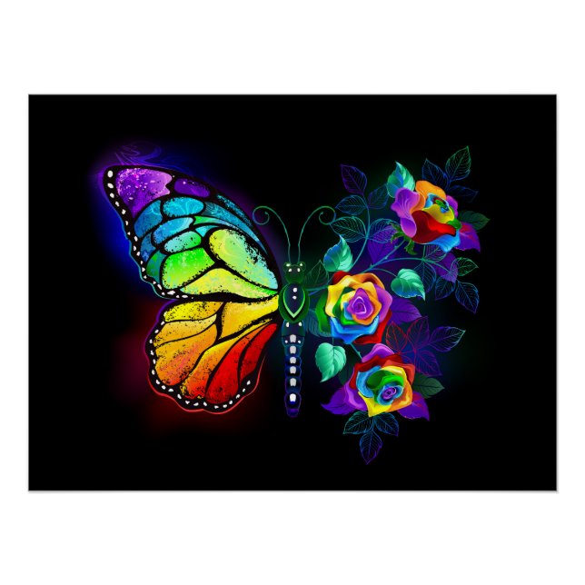 Rainbow flower butterfly poster (Front)