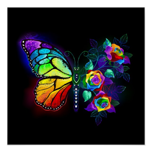 Rainbow flower butterfly poster (Front)