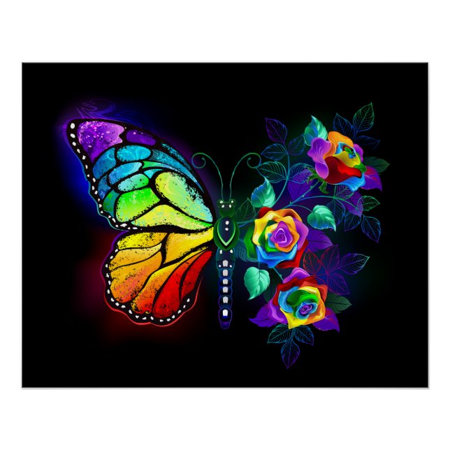 Rainbow flower butterfly poster (Front)
