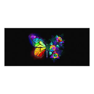 Rainbow flower butterfly rack card