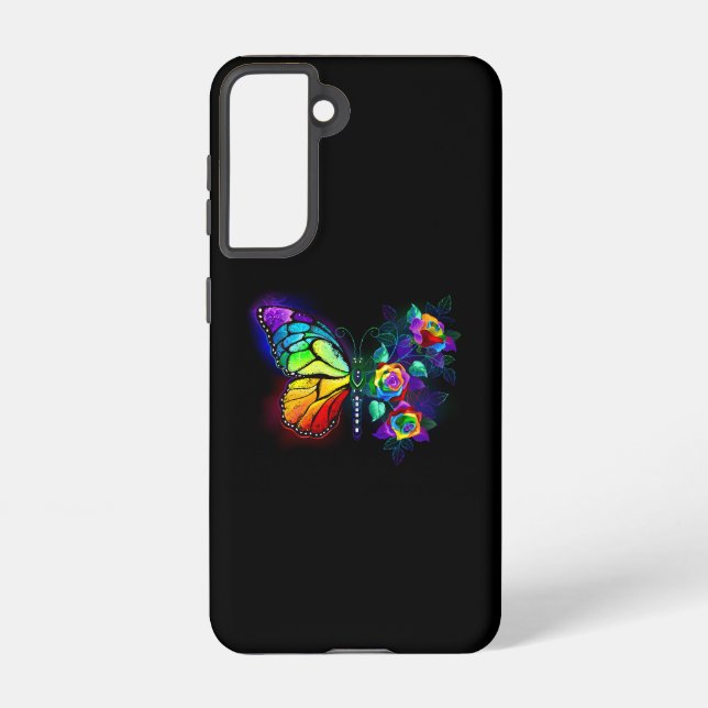 Rainbow flower butterfly samsung galaxy s21 case (Back)